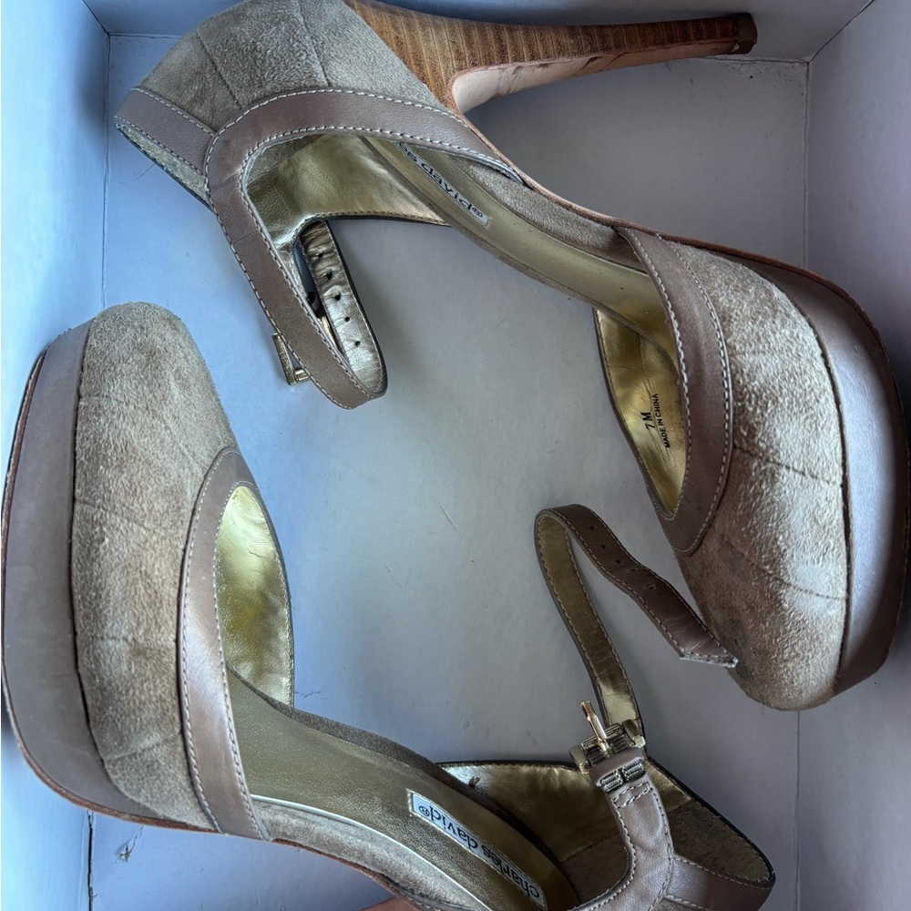Charles David Taupe Platform Heels